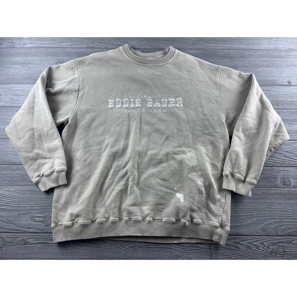 Vintage Eddie Bauer Embroidered Crewneck Sweatshirt Tan Khaki Mens XL 1963